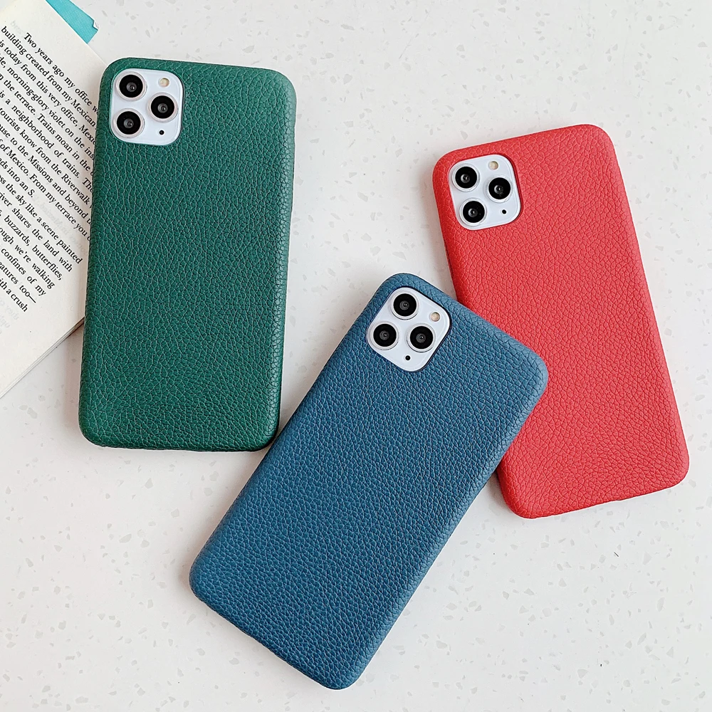 Однотонный чехол для телефона из искусственной кожи iPhone 11 Pro Max XR X XS 7 8 6S Plus