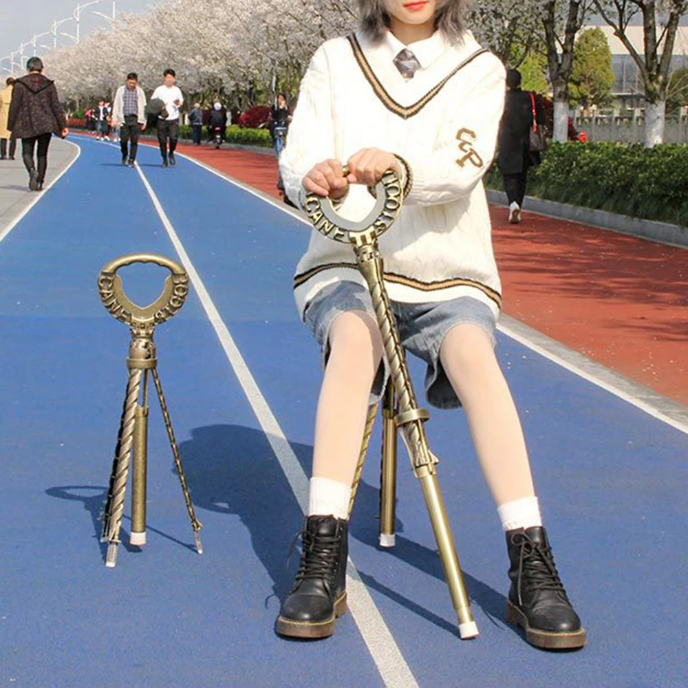 

Multifunctional Folding Adjustable Height Cane Seat 150kg/330lb Bearing Solid Aluminum Alloy Cane Stool Crutch Chair Seat