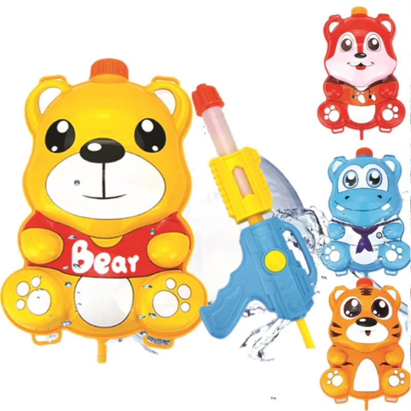 

Children's water gun, pull-out spray water toy, cartoon backpack water gun, hot toy at night market
