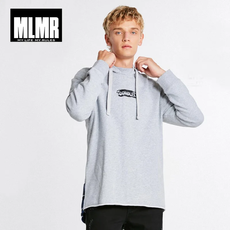 MLMR осень чистый цвет сплайсированные письмо печатных свободный Fit пуловер