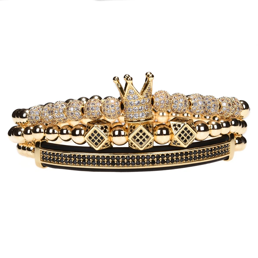 3 шт./компл. роскошные ювелирные изделия новинка циркон хип-хоп Золотая Корона