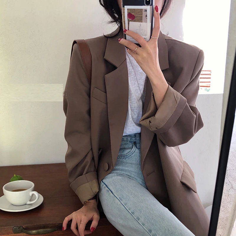 Женский блейзер в Корейском стиле Sungtin винтажная элегантная верхняя одежда для