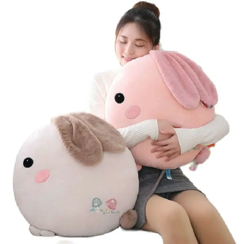

Super Soft Round Rabbit Throw Pillow Stuffed animal Bunny Big ear Round Chair Waist Cushion Hug message Pillow for Girl Birthday