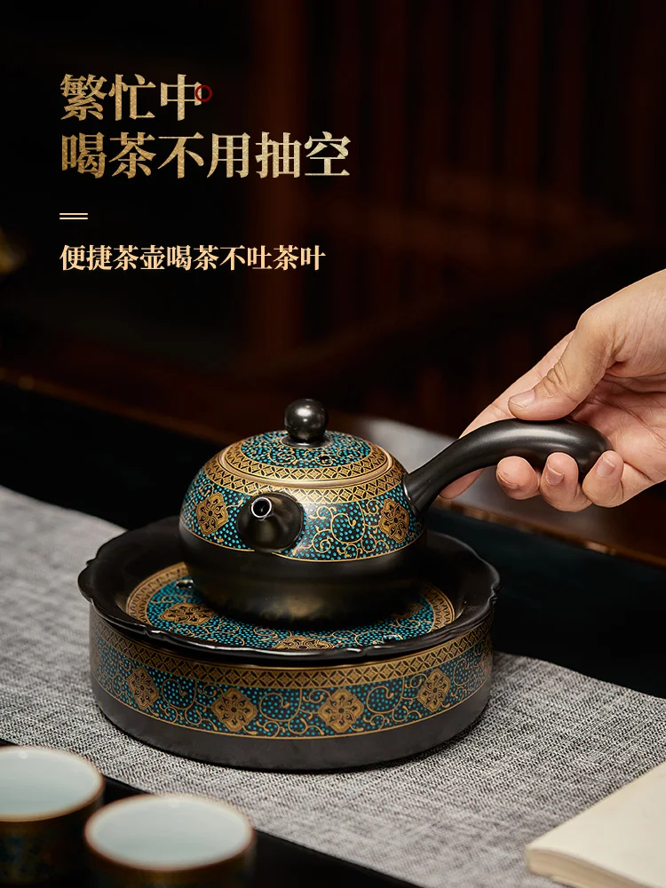 

Chinese Ceramic Coffee Teapot Set Heater Luxury Palace Oolong Samovar Teapot Round Simple Teteras De Te Kitchen Products BF50TP