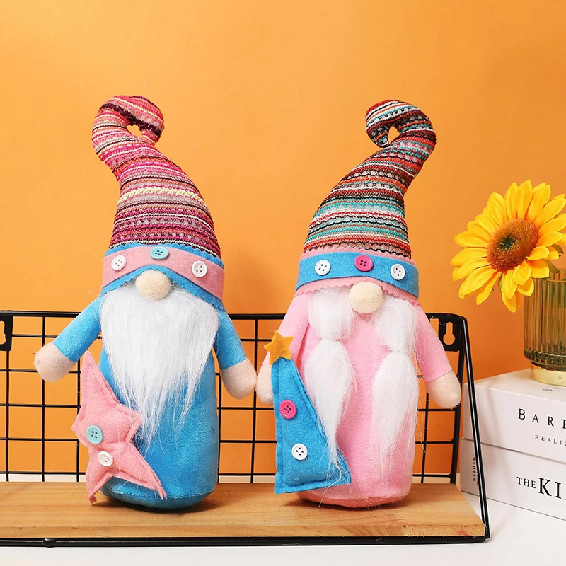 

Новинка, Рождественская красочная безликая гномная плюшевая кукла, пуговицы, елка, звезда, мягкие украшения Tomte, подарки на день Святого Вал...