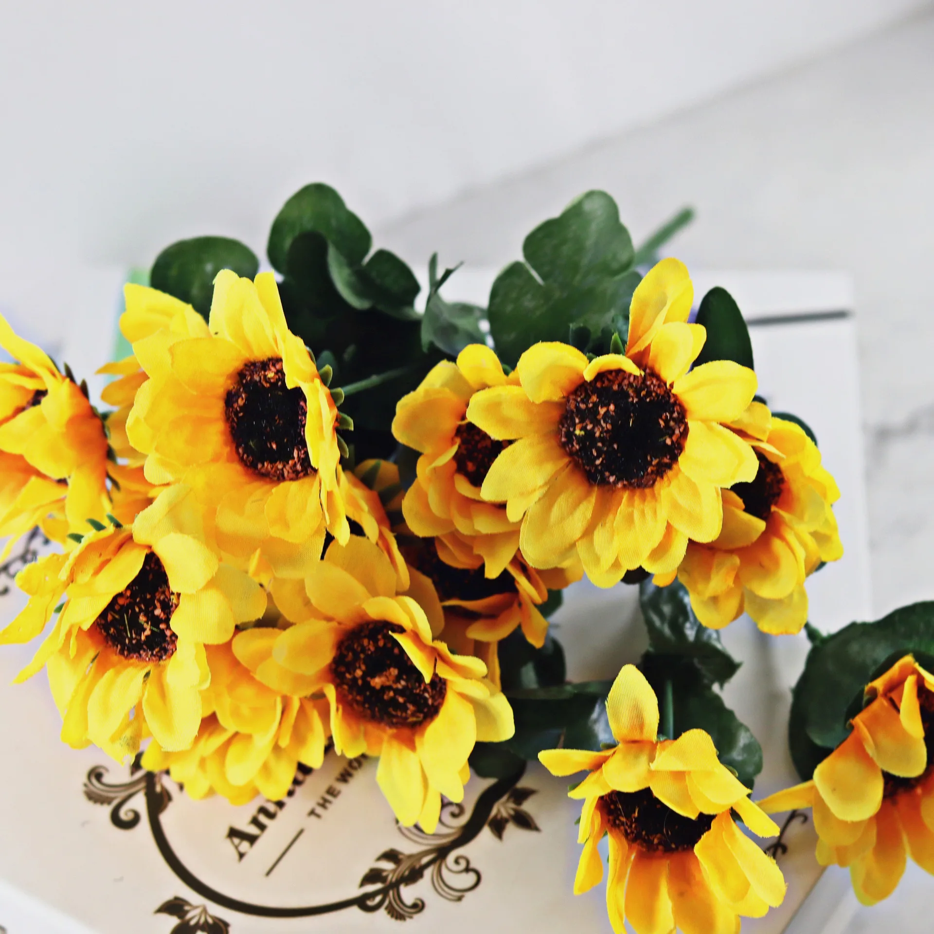 

7 fork fake gerbera diy christmas wreath gift home decoration wedding products household plastic flower artificial sunflower sil