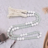 bao niu diy new acrylic translucent cotton rope beaded white wooden beads creative home decoration long 130cm pendant