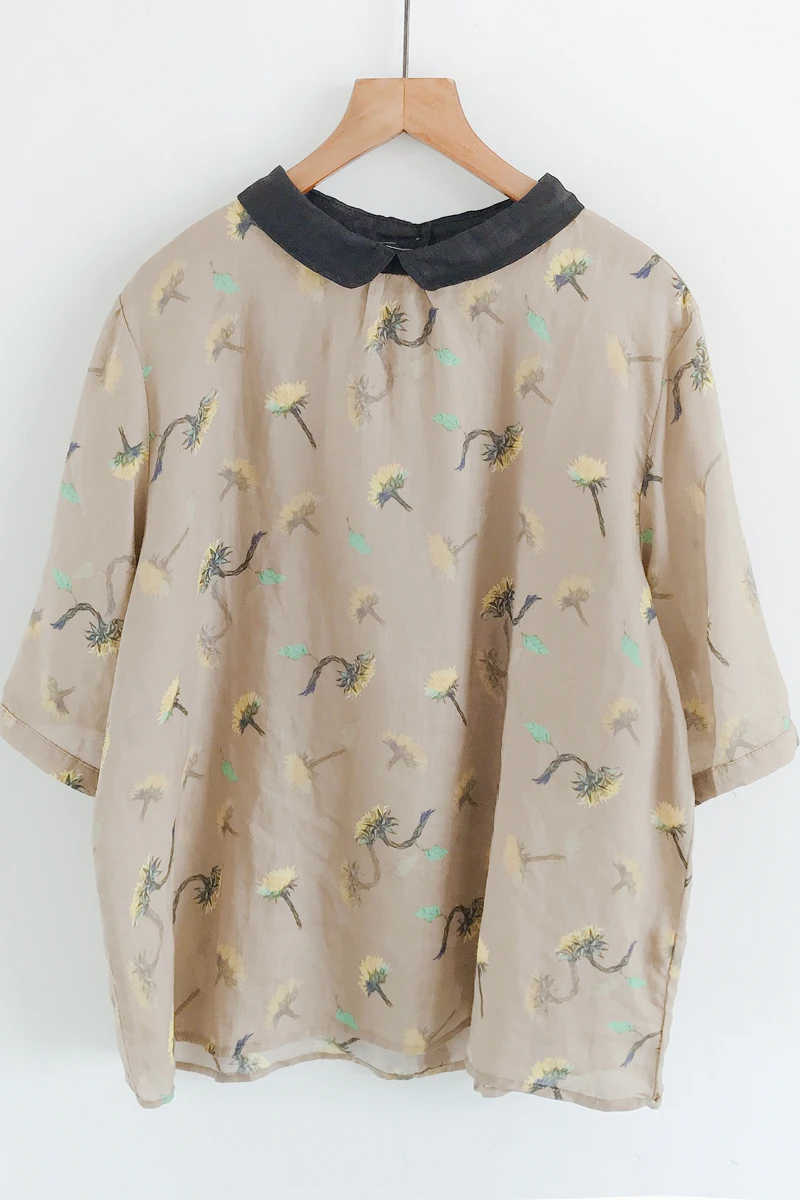 

Summer Retro Print Tops Women Casual Pullover Top Daily Wear