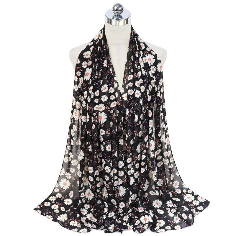 

2020 Fashion Women Bubble Chiffon Hijab Scarf Foulard Femme Musulman Printed Shawl Islamic Clothing Headwear Muslim Headscarf