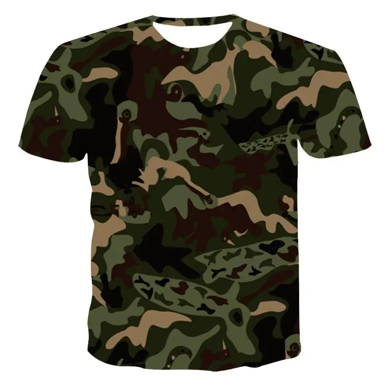 

2021 Men Camouflage T-Shirt Boys Girls Fashion O Utdoor T-Shirt Male Outdoor Camouflage Short Sleeves Man Fitness T-Shirt