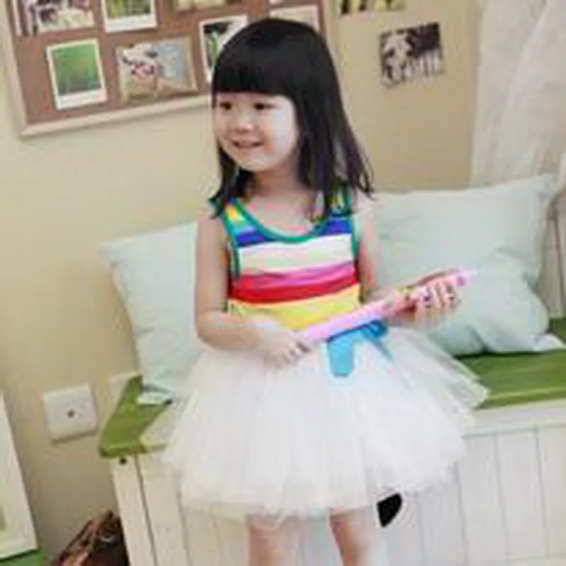 Платье-пачка без рукавов для маленьких девочек кружевное платье-жилет малышей