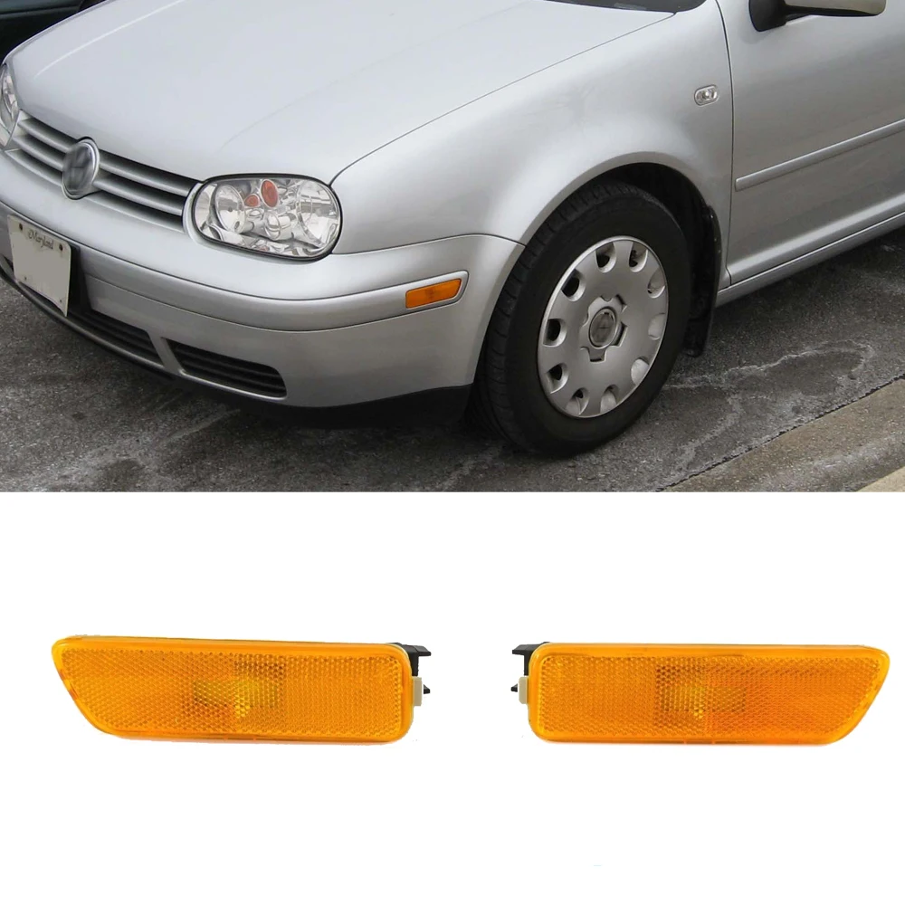 For MK4 Golf/Jetta RH & LH Yellow Grey Front Bumper Reflector Side Marker Lights  1999 2000 2001 2002 2003 2004