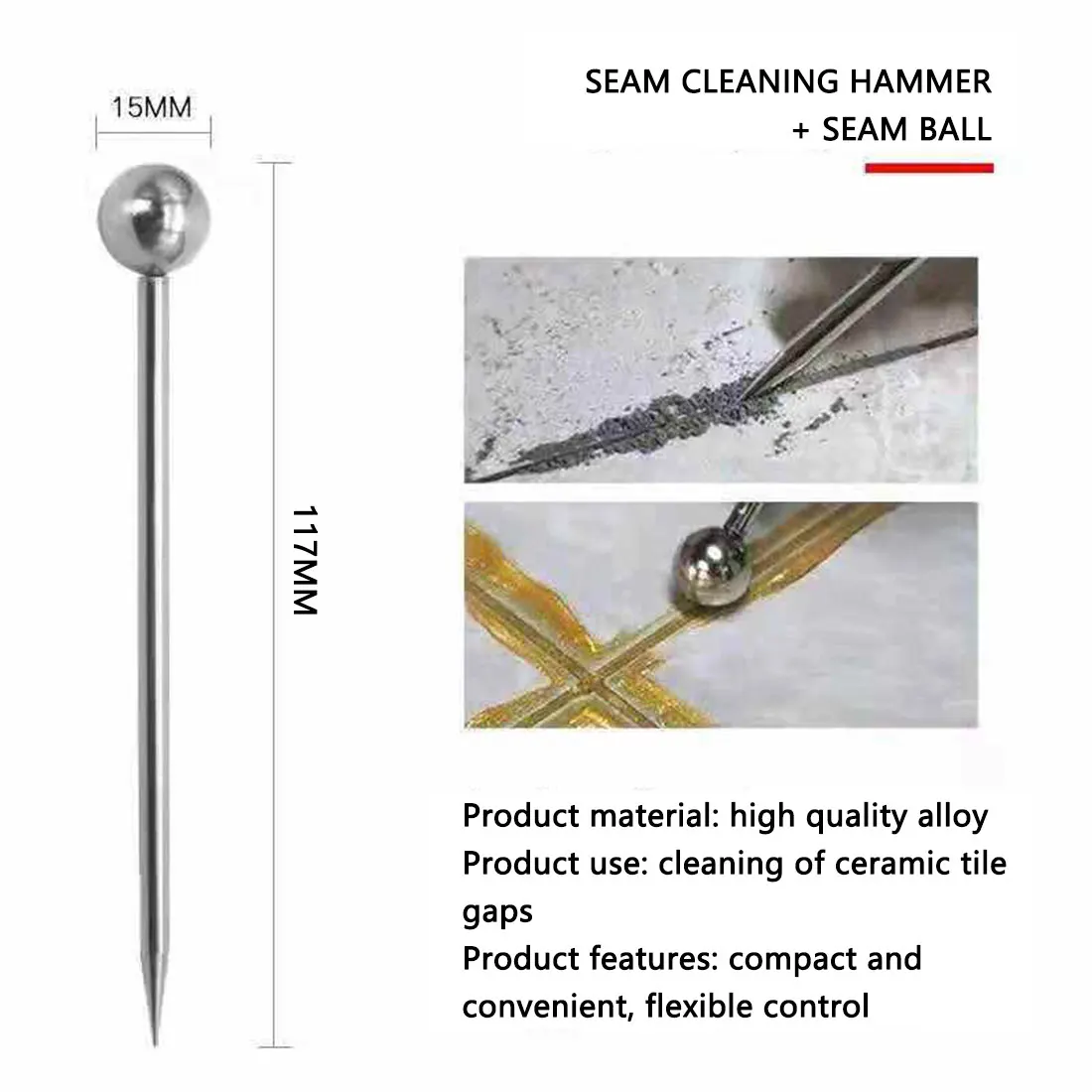 

5 Pcs Scraper Gap Cleaner Of Hot Beauty Joint Construction Tool Set Floor Tile Mortar Repair Pressed Steel Ball Corner