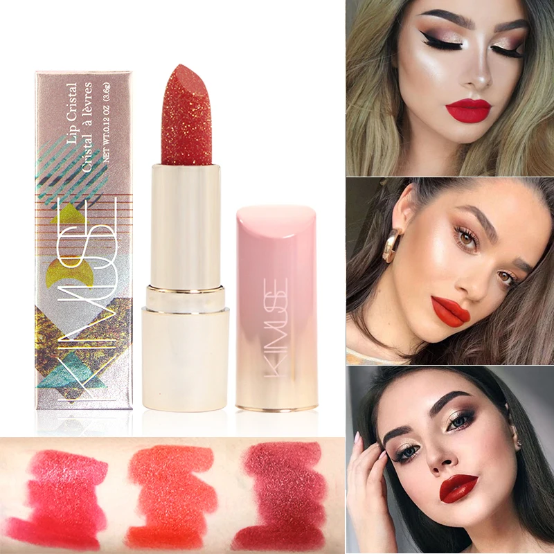 

Diamond Glitter Lipstick Moisturizing Long Lasting Shiny Classic Sexy Russia Red Nude Lipsticks Women Christmas Gifts Maquillaje
