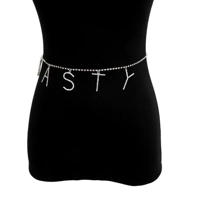 Цепочка женская с буквенным цирконом пикантный однослойный кулон на талию