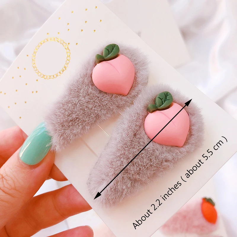 2 шт./компл. детская заколка для волос фруктов и овощей пушистой плюшевой ткани