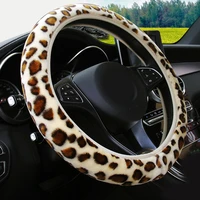 1 pcs car steering wheel cover leopard plush protector cover %e2%80%8bbreathable warm anti slip cover universal car interior accessories