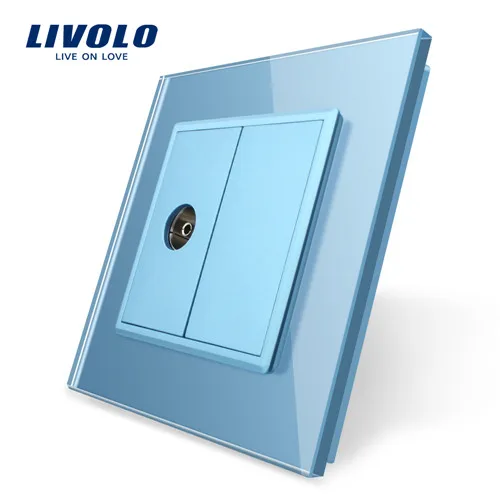 One TV Socket Livolo Роскошный настенный сенсорный датчик переключатель, выключатель света, выключатель питания, Хрустальное стекло, розетка питания, многофункциональные розетки, бесплатный выбор - Цвет: One TV Socket