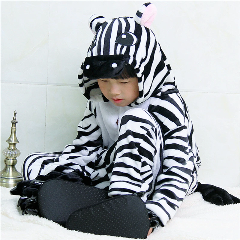 Пижамный комплект для мальчиков и девочек комбинезон косплея с принтом зебры