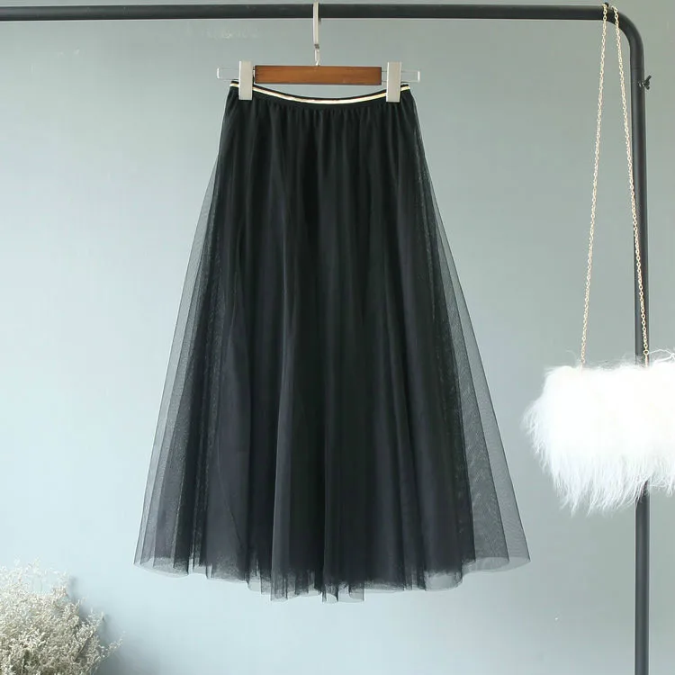 

Women High Waist Long Sexy Mesh Tutu Pink Skirt Girls Pleated Tulle Princess Summer Casual Cute Sweet School Elegant Skirts Hot