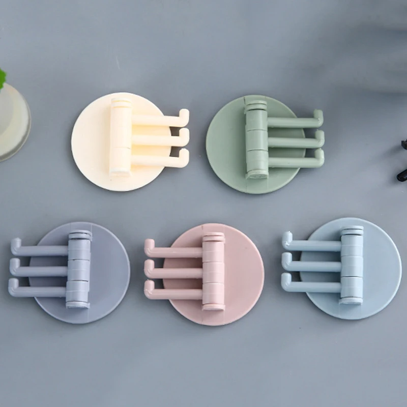 Многофункциональный бесшовный вращающийся крючок с 3 ветвями настенный для