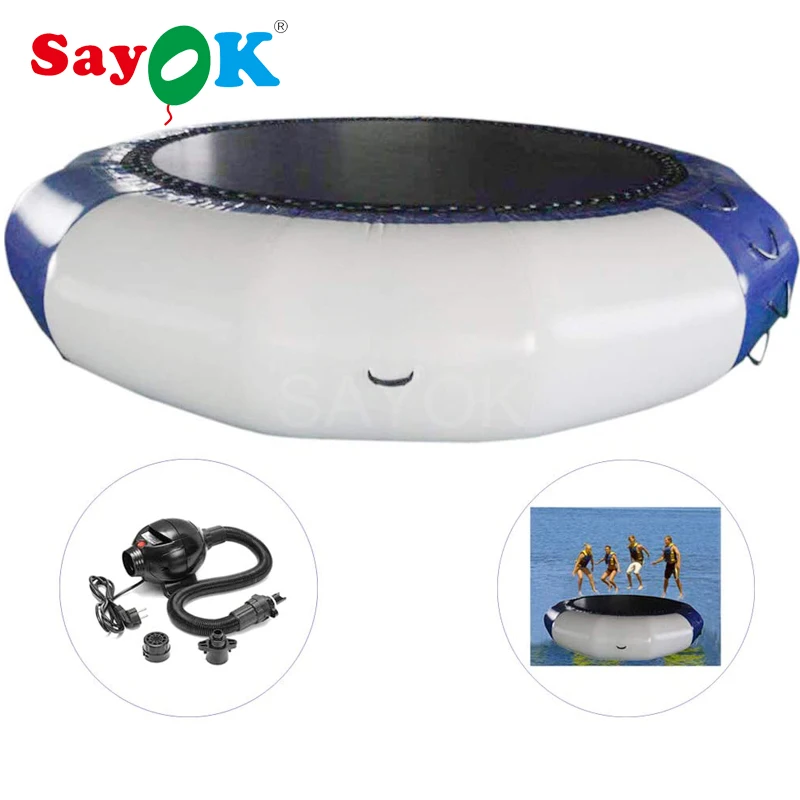 

0.9mmPVC Inflatable Water Trampoline Water Bouncer/Inflatable water jumping bed jumper trampoline with electric air pump
