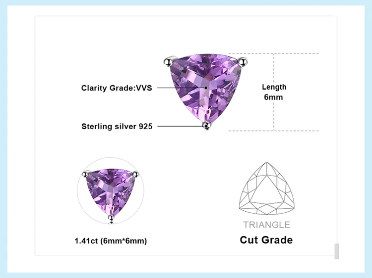 Jewelrypalace трлн 1.9ct Природные Фиолетовый аметист камень Серьги-гвоздики Твердые стерлингового серебра 925 новинка года Красивые ювелирные изделия