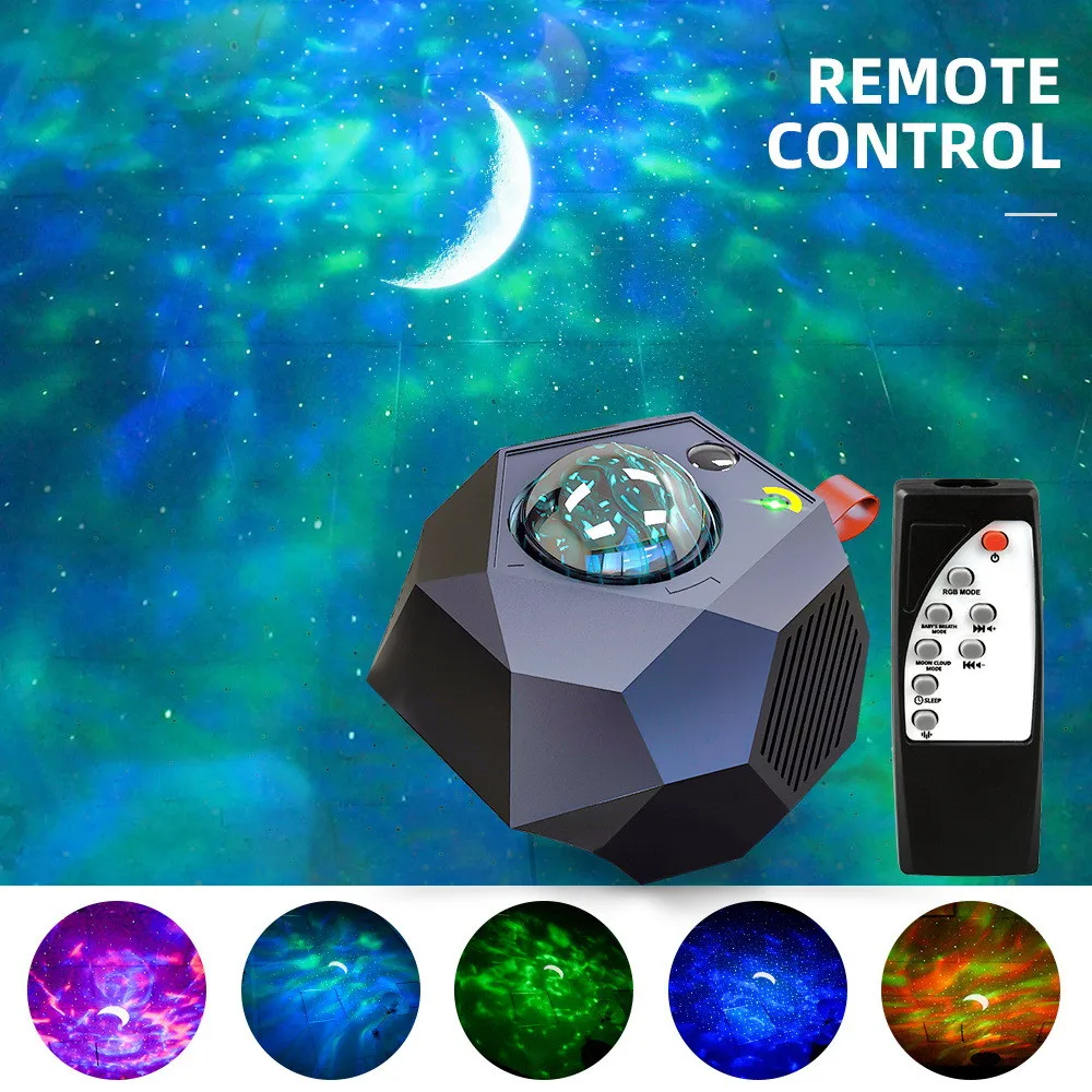 New Starry Sky Aurora Projector Lamp Bluetooth Speaker Music Rhythm Water Ripple Laser Remote Control Colorful Atmosphere Light