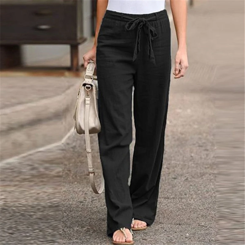 

Buy Get One Free 2021 Fashion Womens Clothing Solid Color Trousers Cotton And Linen Pants For Women Loose Women'S Trousers Pants
