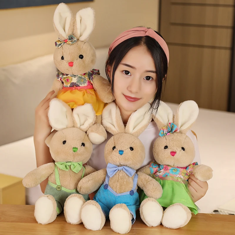 

2020 New Lovers Rabbit Plush Toy Braces Skirt Bow Tie 42cm Cute Birthday Christmas Present 1pcs/Pack Free Shipping