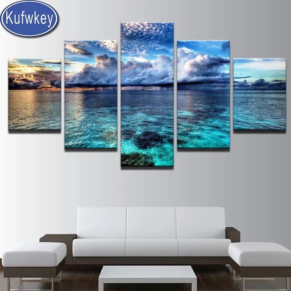 

5d diamond painting Seascape full drill rhinestone cross stitch diy mosaic diamond embroidery 5 Pieces kits hobby home decor