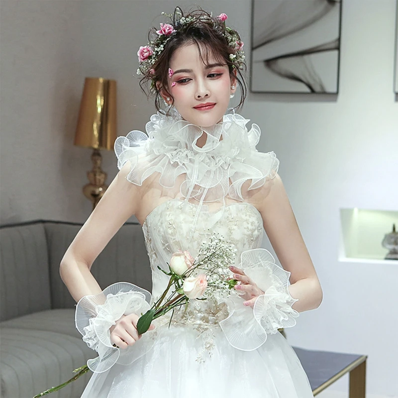 Женские готические кружевные эластичные роговые манжеты со съемными