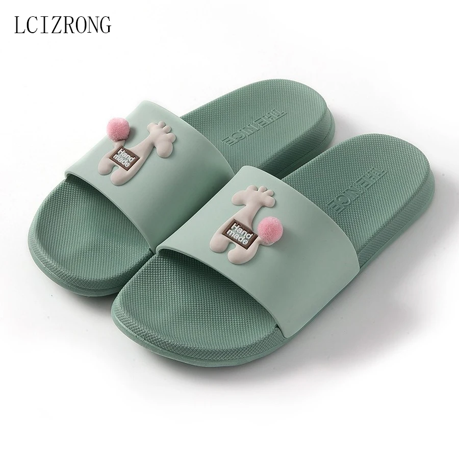 

LCIZRONG Spring Cute Women Home Slippers Animal Print Soft Bathroom Non-Slip Slides House Female Shoes Man Unisex Shower Shoes