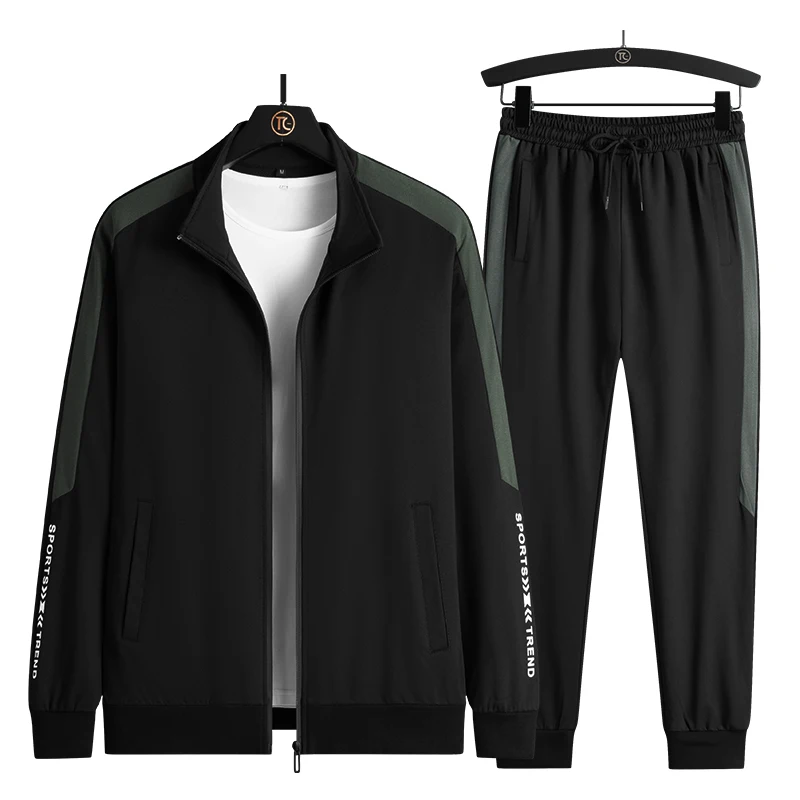 New Sports Suit Men Jacket Long Pants 2 Piece Set Cardigan Sports Sweatshirt Loose Casual Suit Hip Hop Streetwear Wholesale