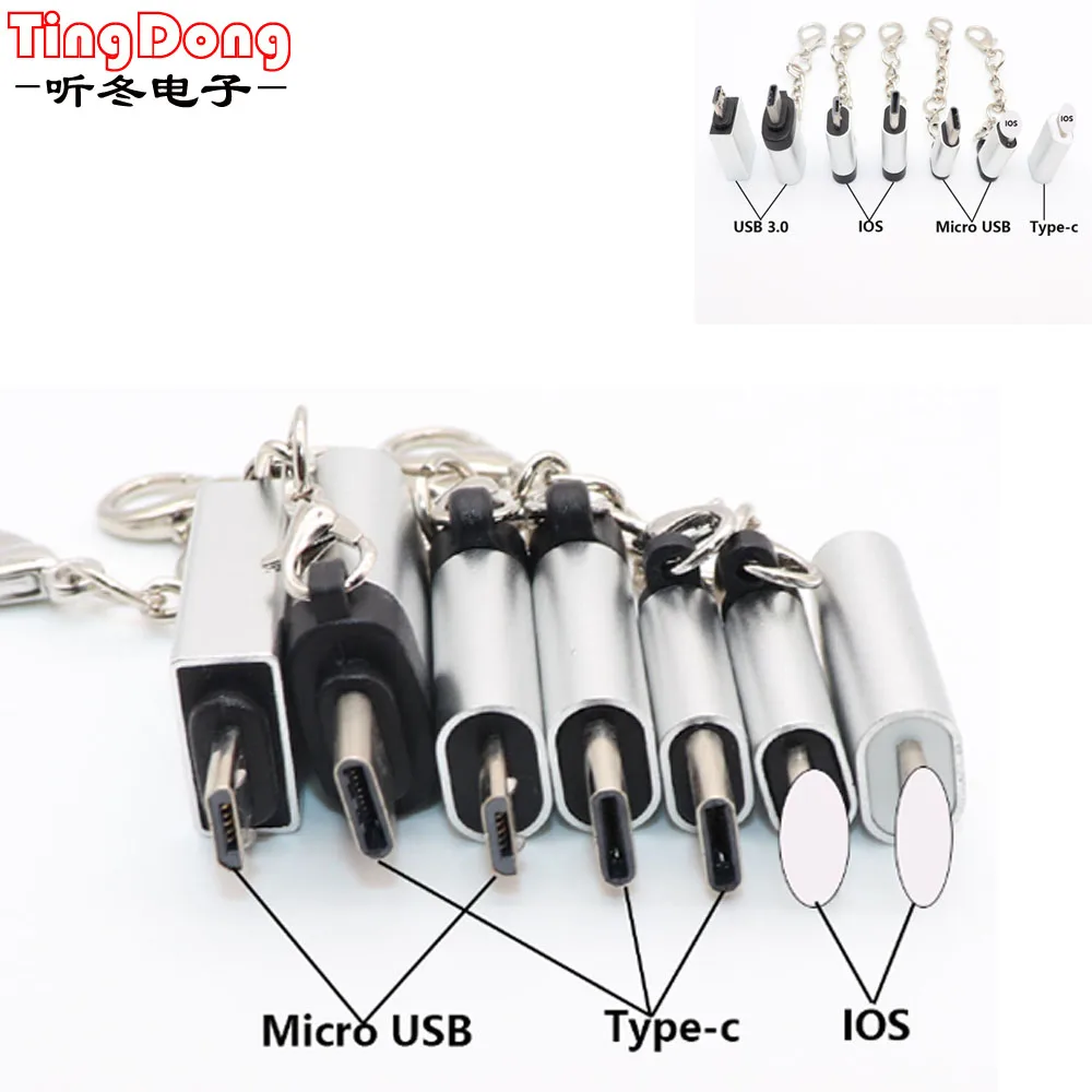 TingDong адаптер Micro usb type-c для IOS/USB3.0 для iPhone и зарядное устройство для Android type-C/Micro usb конвертер
