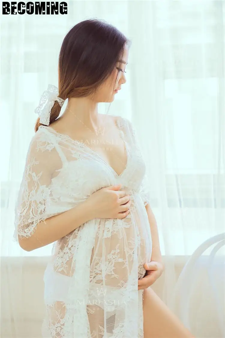 Платье для беременных фотосессии женщин Белое и черное платье фотосъемки