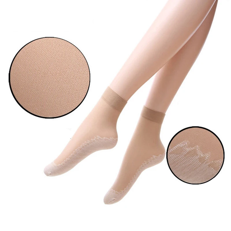 

5Pairs Breathable Women's Socks Short Silk transparent Spring Summer Cotton Bottom Wicking Slip-resistant Ankle Socks