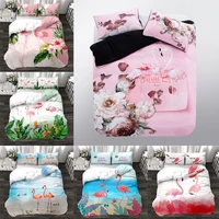 flamingo digital printing can be customized four piece quilt set and three piece home textile set
