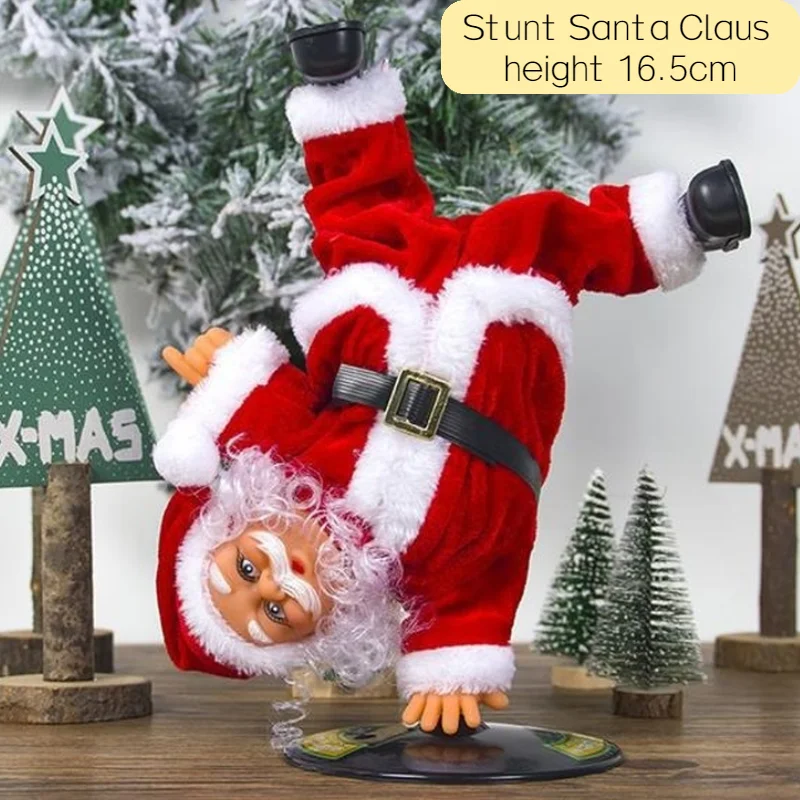 Novelty and interesting Christmas gift Handstand hip-hop rotating stunt electric music Santa Claus singing doll | Дом и сад