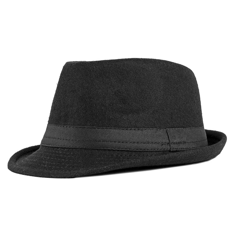 Spring Autumn New Fashion Top Hat Women's Black Jazz Hat Tweed Middle-Aged and Elderly Hat Solid Color Men's Top Cap
