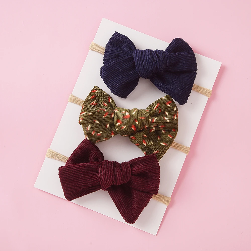 Повязка на голову детская нейлоновая 3 шт./компл. эластичная бант для маленьких