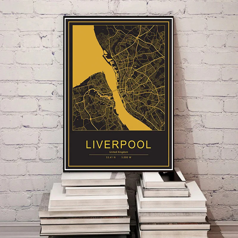 Liverpool Harbour City Maps United Kingdom Canvas Paintings Colorful Map Vintage Kraft Posters Coated Art Prints Home Decor Gift | Дом и сад