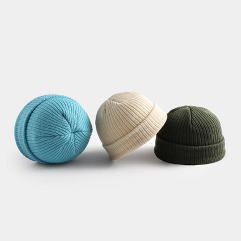 Шапка бини унисекс вязаная однотонная на осень/зиму|Мужская Skullies & шапочки| |