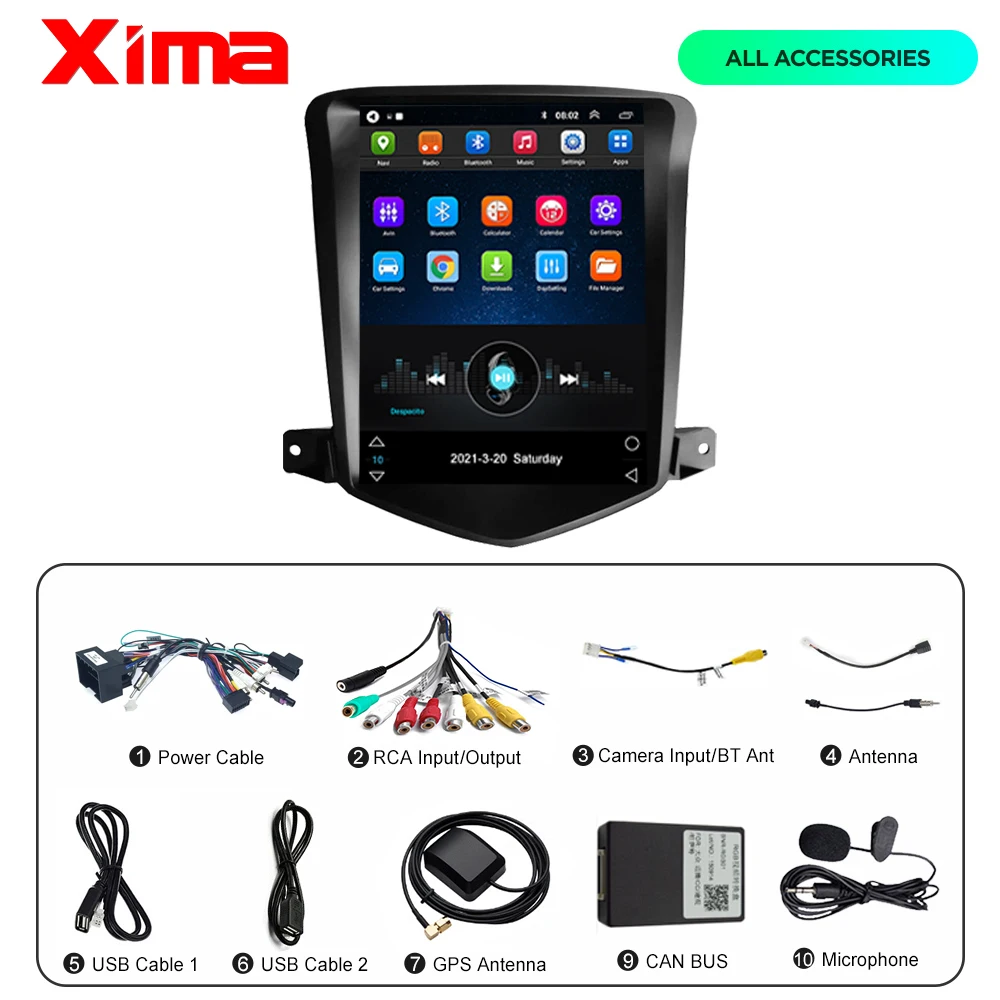 Автомагнитола XIMA Android10 мультимедийный Видеоплейер 2DIN с Wi-Fi Dsp DVD-плеером для Chevrolet