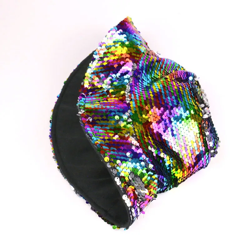 

New Fashion Rainbow Sequined Fisherman Hats Hip Hop Bucket Caps For Women Mens Party Stage Performance Hair Accessories Gift