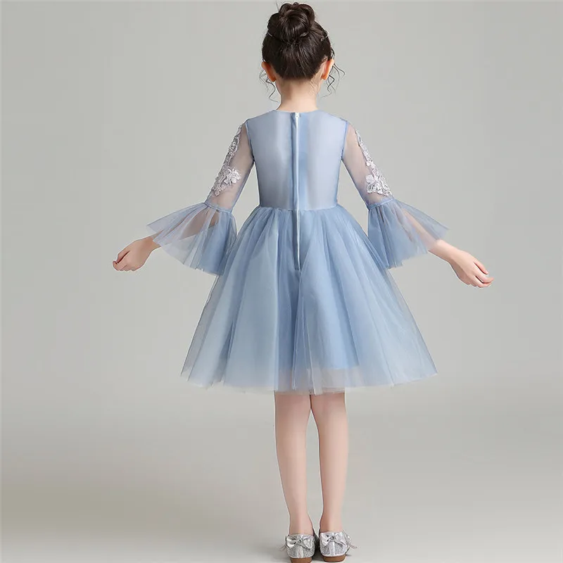 

2019 Elegant Children Girls Luxury Embroidery Flowers Birthday Evening Party Princess Fluffy Dress Kids Communication Dress Wear