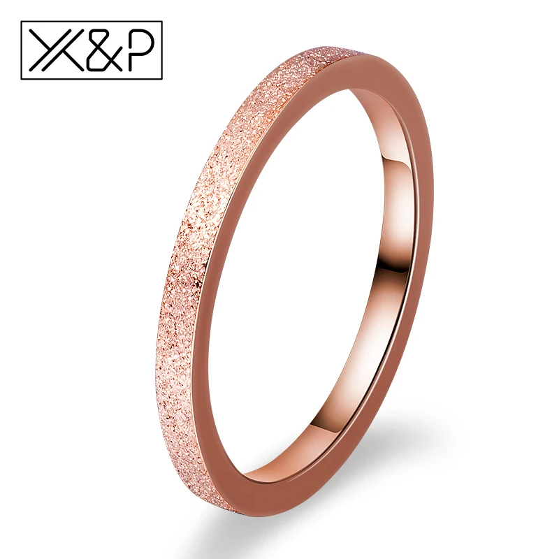 X& P модный Шарм розовое золото матовый палец кольца для мужчин и женщин свадебные высокое качество кольцо из нержавеющей стали 316L ювелирные изделия никогда не выцветает - Цвет основного камня: 2MM