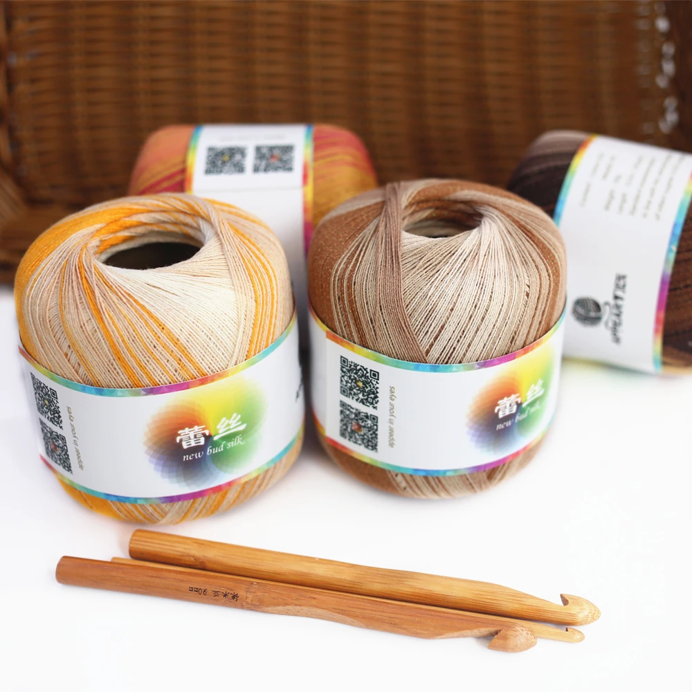 Бесплатная доставка 50 г/шар хлопковая металлическая кружевная Радужная пряжа