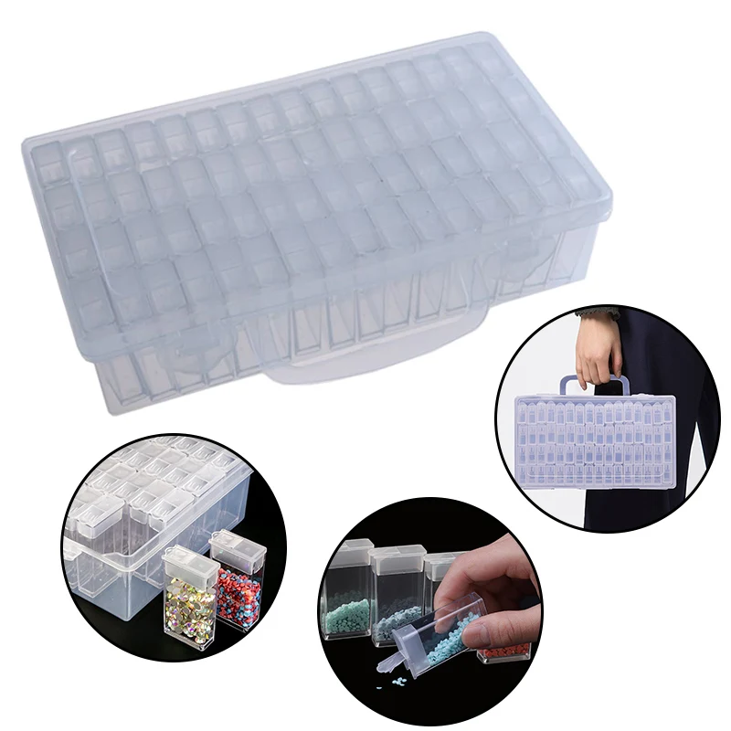

Коробка для хранения алмазной живописи с 64 ячейками, портативный контейнер для хранения бусин, аксессуары для алмазной вышивки 5d