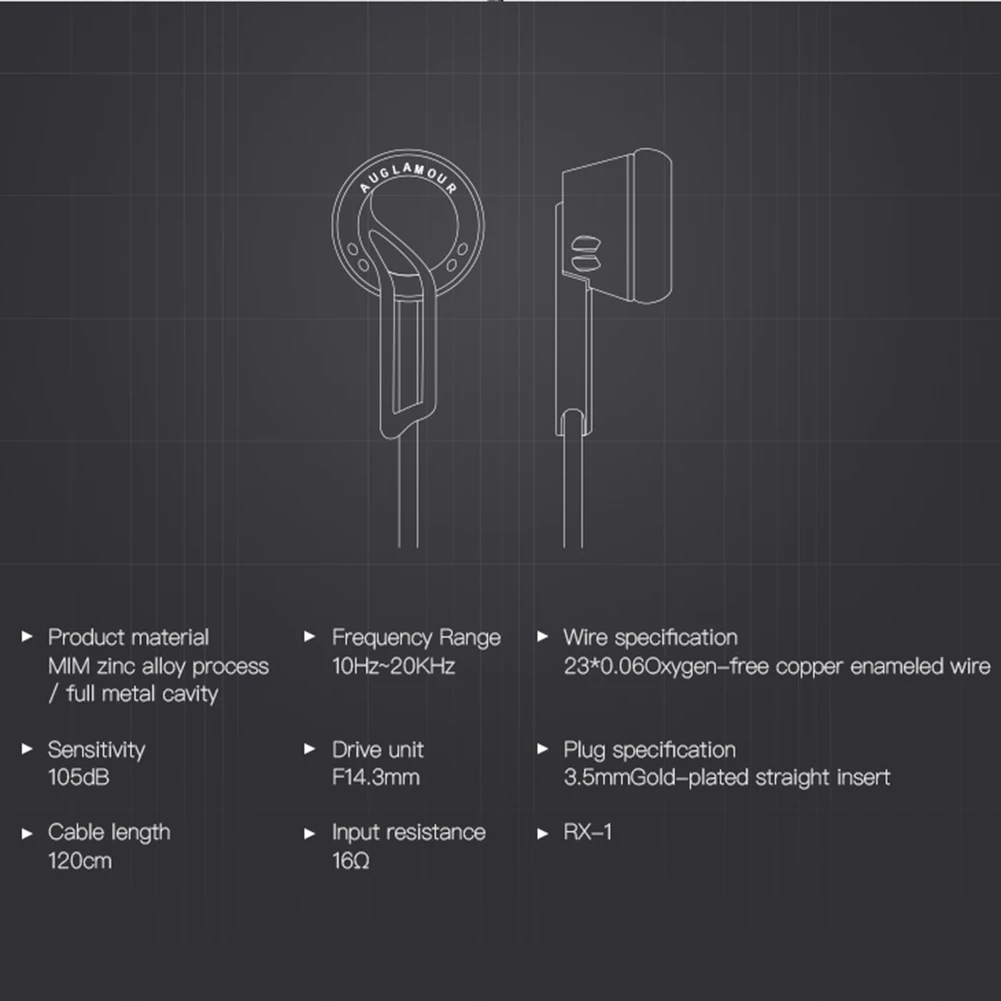 AUGLAMOUR RX-1 3,5 мм проводные наушники-вкладыши Hi-Fi музыкальные спортивные басовые наушники с шумоподавлением гарнитура с микрофоном